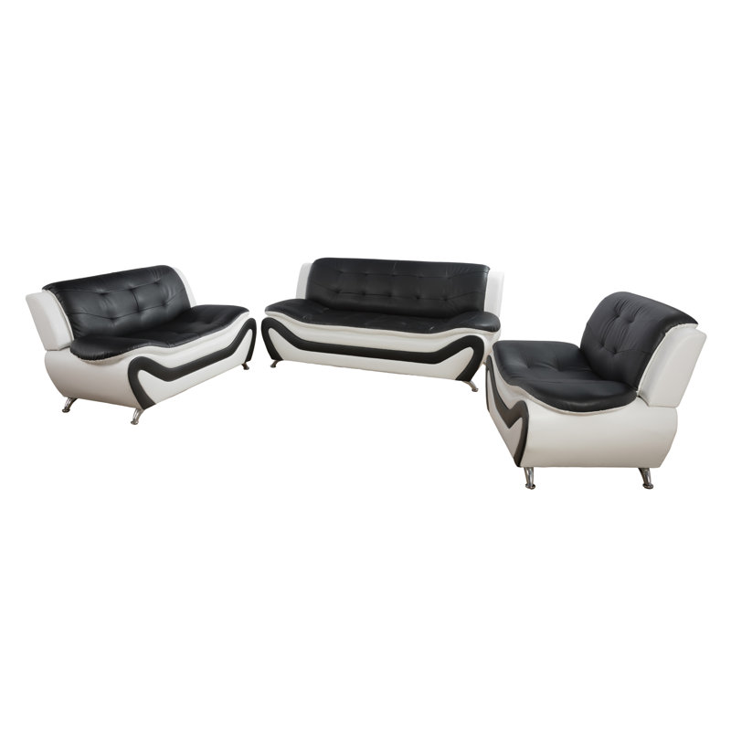 Orren Ellis Ramdas 3 Piece Faux Leather Conservatory Living Room Set